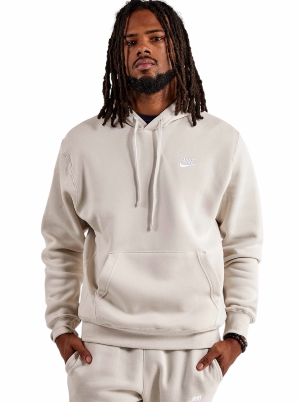 Nike Light Tan Club Fleece Long Sleeve Pullover Hoodie Size Small